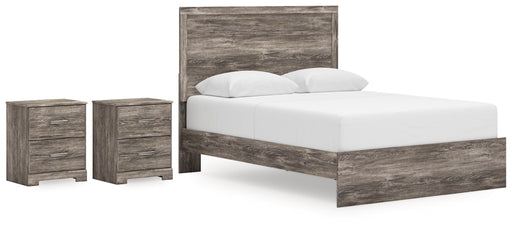 Ralinksi Queen Panel Bed with 2 Nightstands in Gray from Ashley - DMV Furniture