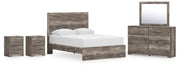 Ralinksi Queen Panel Bed with Mirrored Dresser and 2 Nightstands in Gray from Ashley - DMV Furniture