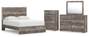 Ralinksi Queen Panel Bed with Mirrored Dresser and Chest in Gray from Ashley - DMV Furniture