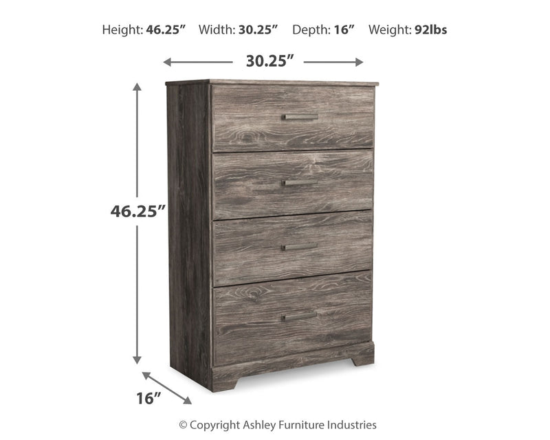 Ralinksi Queen Panel Bed with Mirrored Dresser and Chest in Gray from Ashley - DMV Furniture
