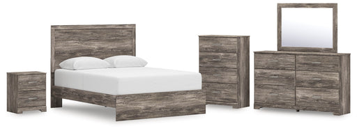 Ralinksi Queen Panel Bed with Mirrored Dresser, Chest and Nightstand in Gray from Ashley - DMV Furniture