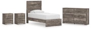 Ralinksi Twin Panel Bed with Dresser and 2 Nightstands in Gray from Ashley - DMV Furniture