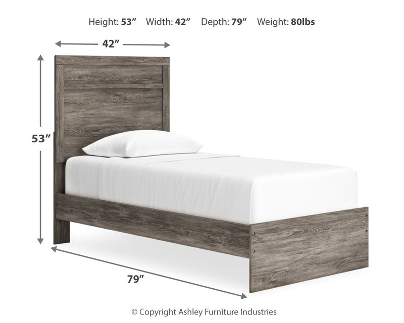 Ralinksi Twin Panel Bed with Dresser and 2 Nightstands in Gray from Ashley - DMV Furniture