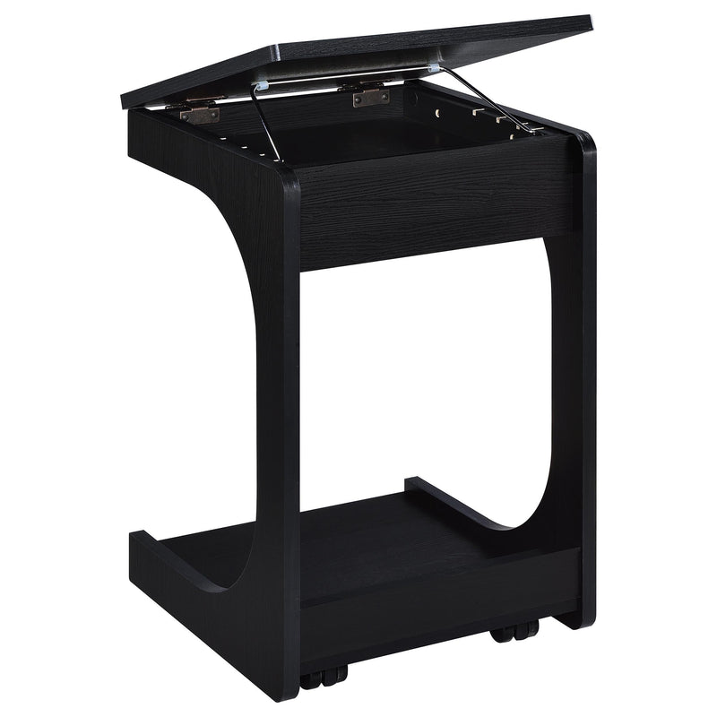 Ralston C-Shaped Lift-Top Sofa Side Table With Casters Black - 930290