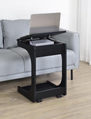 Ralston C-Shaped Lift-Top Sofa Side Table With Casters Black - 930290