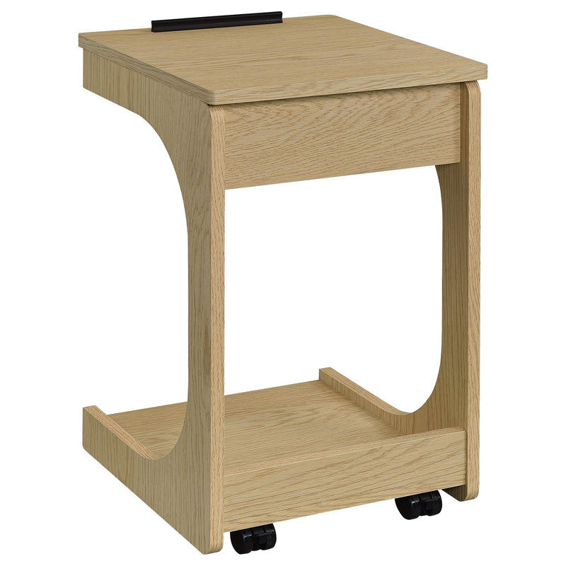 Ralston C-Shaped Lift-Top Sofa Side Table With Casters Light Oak - 930291