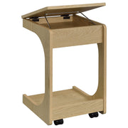 Ralston C-Shaped Lift-Top Sofa Side Table With Casters Light Oak - 930291