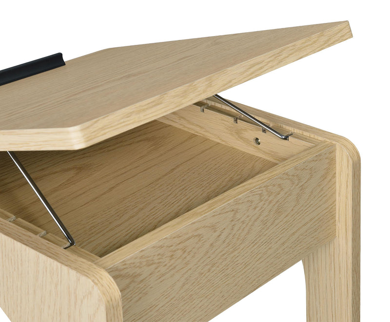 Ralston C-Shaped Lift-Top Sofa Side Table With Casters Light Oak - 930291