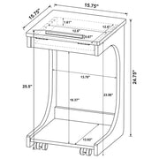Ralston C-Shaped Lift-Top Sofa Side Table With Casters Light Oak - 930291