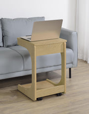 Ralston C-Shaped Lift-Top Sofa Side Table With Casters Light Oak - 930291