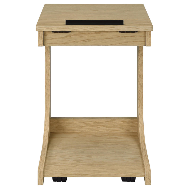 Ralston C-Shaped Lift-Top Sofa Side Table With Casters Light Oak - 930291