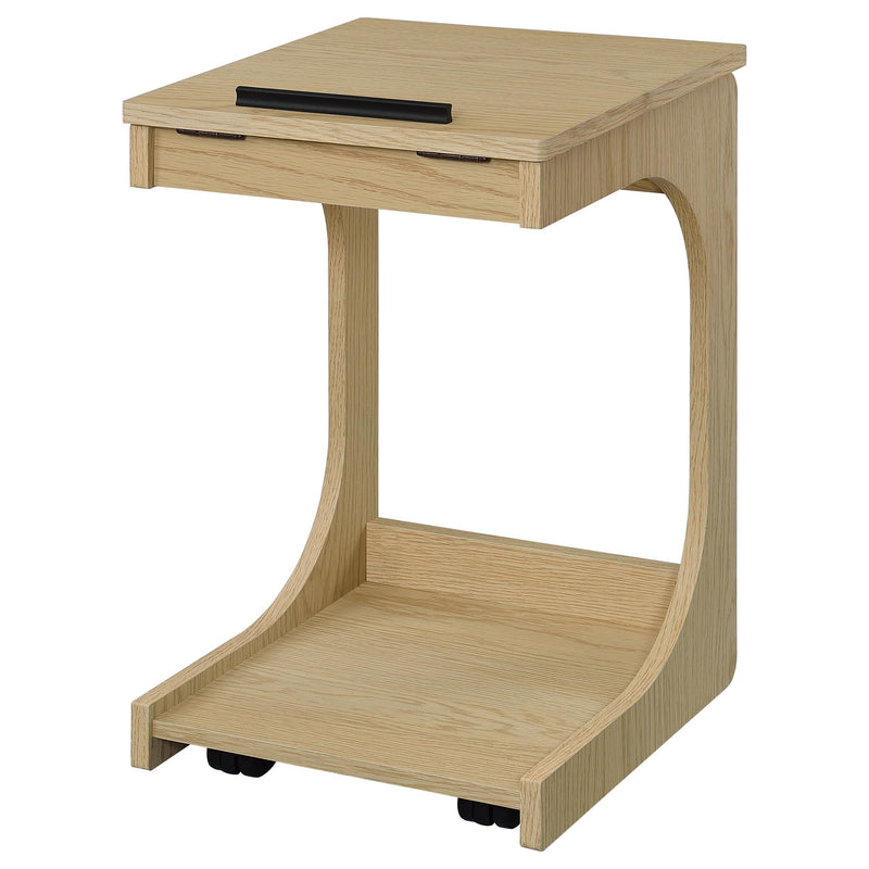 Ralston C-Shaped Lift-Top Sofa Side Table With Casters Light Oak - 930291