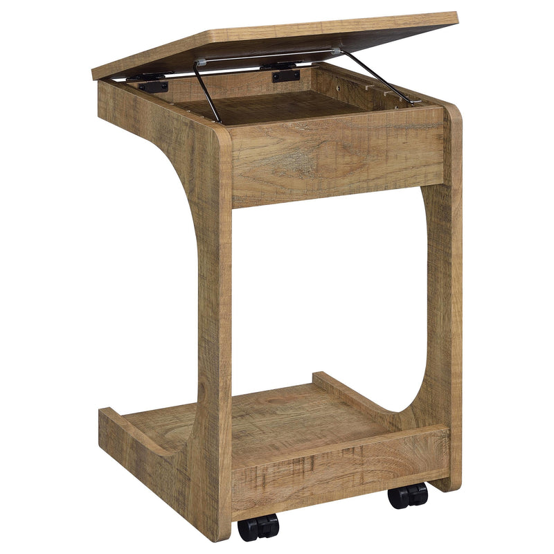 Ralston C-Shaped Lift-Top Sofa Side Table With Casters Mango - 930292