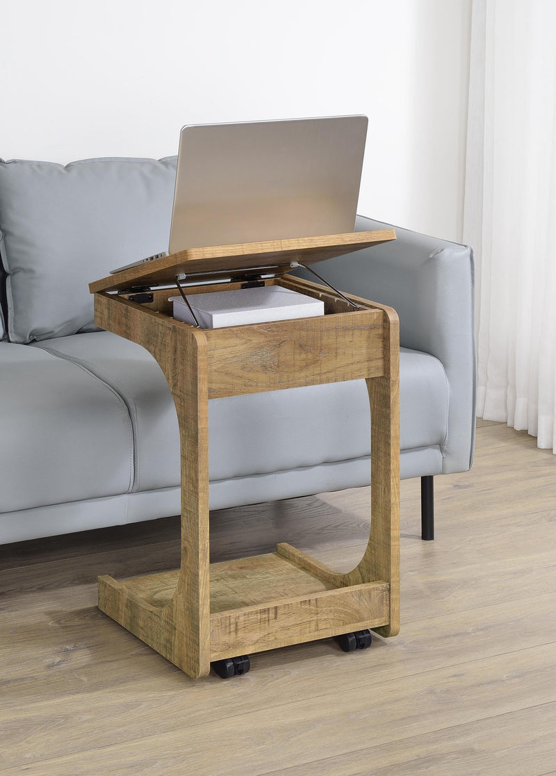 Ralston C-Shaped Lift-Top Sofa Side Table With Casters Mango - 930292
