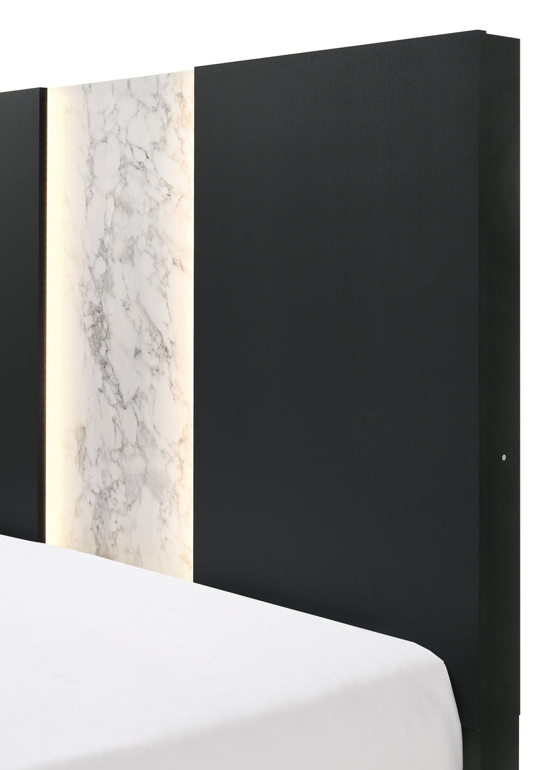 Rangley Black Queen LED Panel Bed - DMV FurnitureQueen Bed