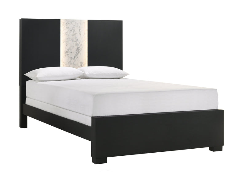 Rangley Black Queen LED Panel Bed - DMV FurnitureQueen Bed