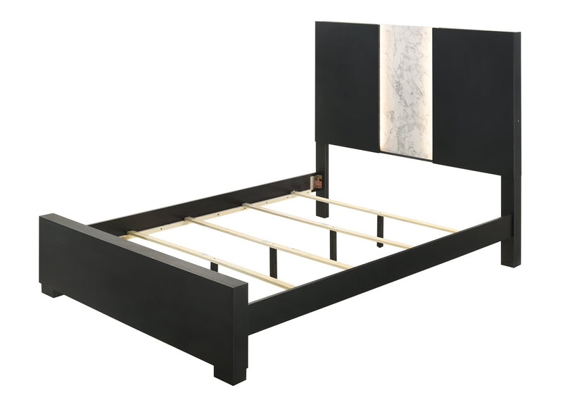 Rangley Black Queen LED Panel Bed - DMV FurnitureQueen Bed