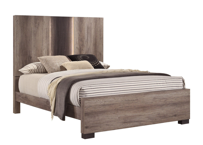 Rangley Brown King LED Panel Bed - DMV FurnitureKing Bed