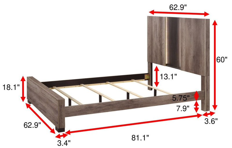 Rangley Brown Queen LED Panel Bed - DMV FurnitureQueen Bed