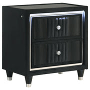 Ravenne 2-drawer Velvet Upholstered LED Nightstand with USB Black - 223192