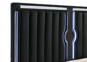 Ravenne 4-piece Velvet Upholstered California King LED Bedroom Set Black - 223191KW-S4