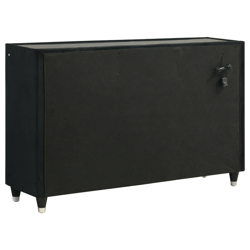 Ravenne 4-piece Velvet Upholstered California King LED Bedroom Set Black - 223191KW-S4