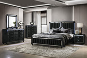 Ravenne 5-piece Velvet Upholstered California King LED Bedroom Set Black - 223191KW-S5