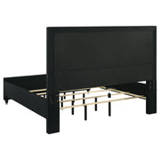 Ravenne Velvet Upholstered Eastern King LED Panel Bed Black - 223191KE
