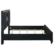 Ravenne Velvet Upholstered Eastern King LED Panel Bed Black - 223191KE