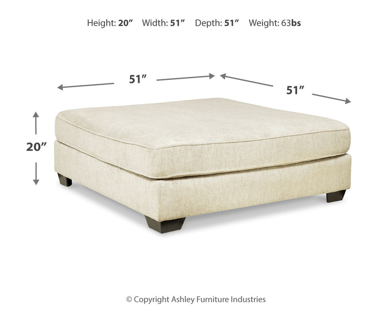 Rawcliffe Parchment Oversized Accent Ottoman - DMV Furniture