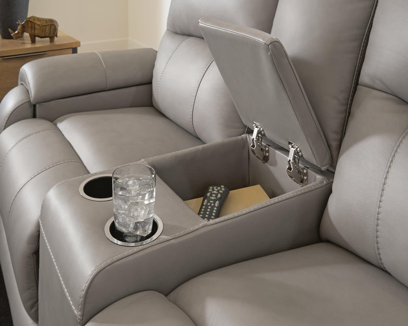 Real Moments Ash Power Reclining Loveseat with Audio Seating - PCU1370018A