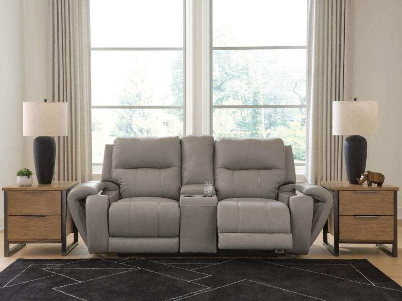 Real Moments Ash Power Reclining Loveseat with Audio Seating - PCU1370018A