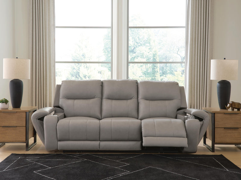 Real Moments Ash Power Reclining Sofa with Audio Seating - PCU1370015A