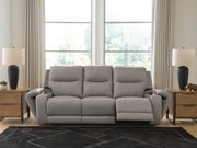 Real Moments Ash Power Reclining Sofa with Audio Seating - PCU1370015A