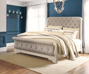 Realyn California King Sleigh Bed with Dresser in Chipped White - PKG006649