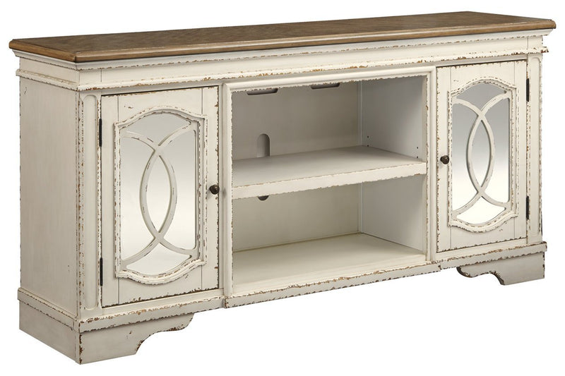 Realyn Chipped White 74" TV Stand - DMV FurnitureTV Stand
