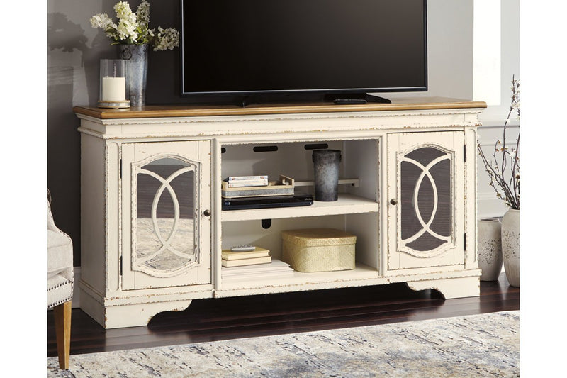 Realyn Chipped White 74" TV Stand - DMV FurnitureTV Stand