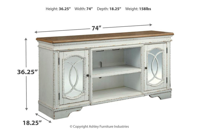 Realyn Chipped White 74" TV Stand - DMV FurnitureTV Stand