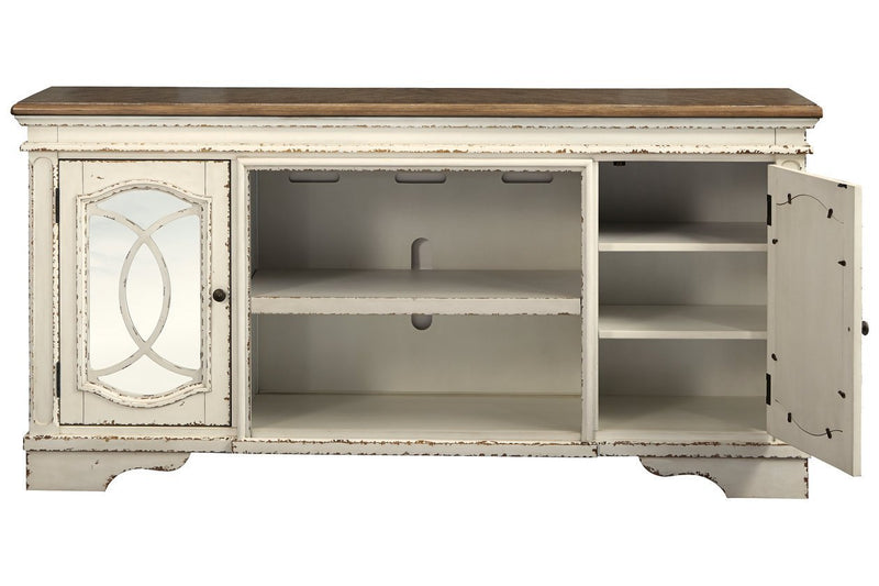 Realyn Chipped White 74" TV Stand - DMV FurnitureTV Stand