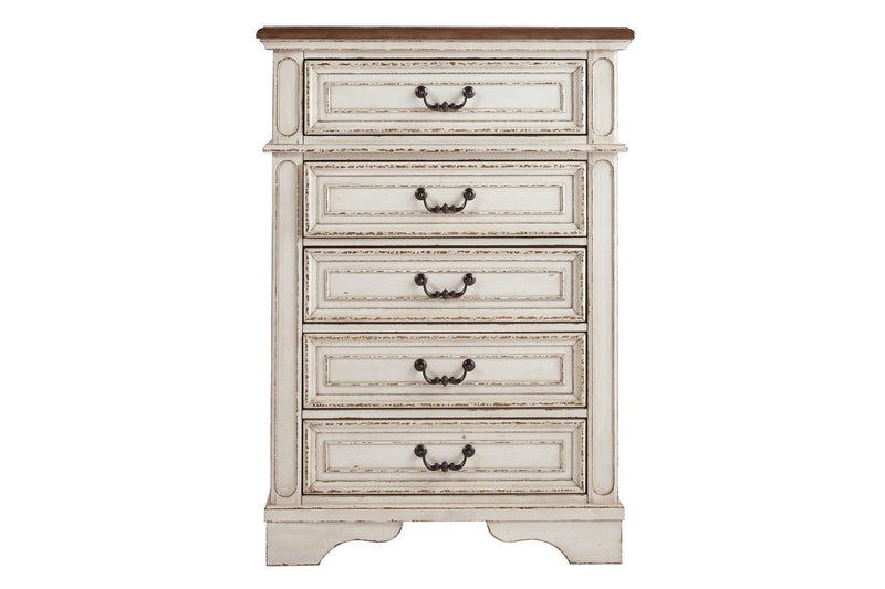 Realyn Chipped White Chest of Drawers - DMV FurnitureChest