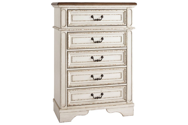 Realyn Chipped White Chest of Drawers - DMV FurnitureChest