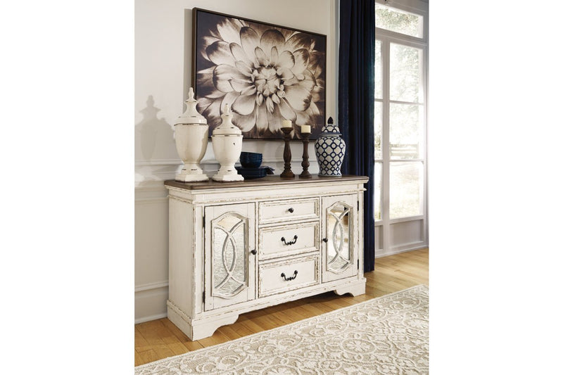 Realyn Chipped White Dining Server - DMV FurnitureCabinet