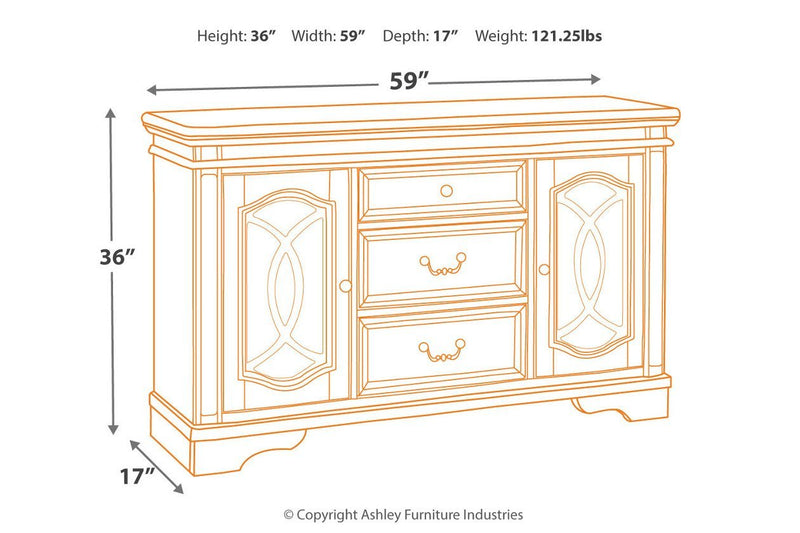 Realyn Chipped White Dining Server - DMV FurnitureCabinet