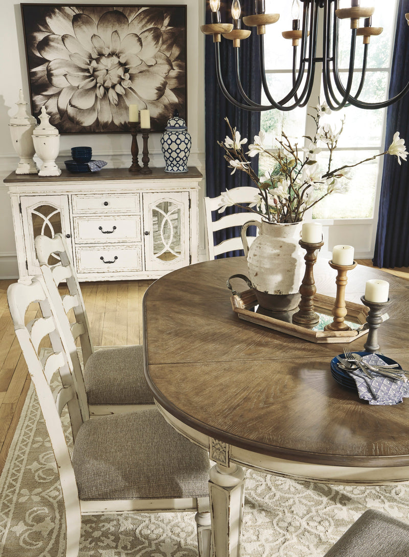 Realyn Chipped White Extendable Round/Oval Ladder Dining Set - DMV FurnitureDining Room Set