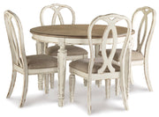 Realyn Chipped White Extendable Round/Oval Ribbon Dining Set - DMV FurnitureDining Room Set