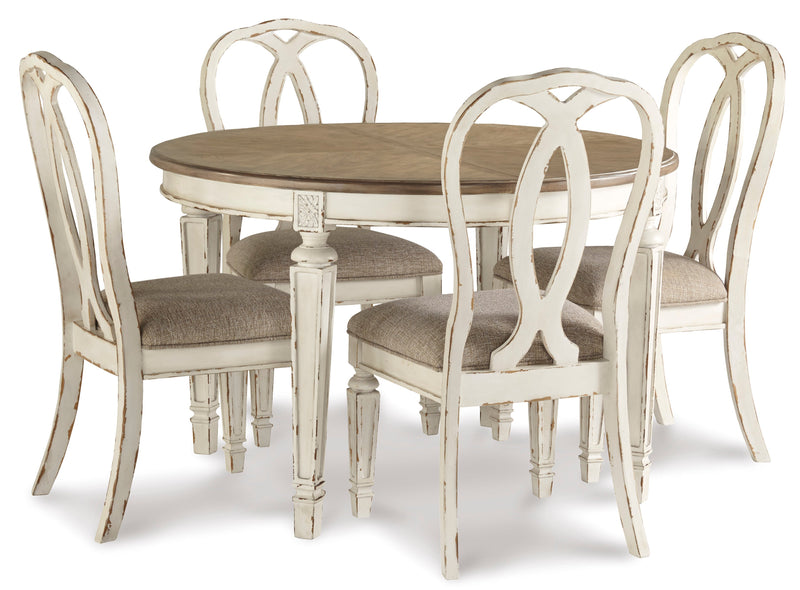 Realyn Chipped White Extendable Round/Oval Ribbon Dining Set - DMV FurnitureDining Room Set