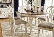Realyn Chipped White Extendable Round/Oval Ribbon Dining Set - DMV FurnitureDining Room Set