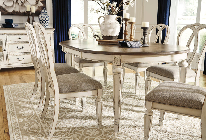 Realyn Chipped White Extendable Round/Oval Ribbon Dining Set - DMV FurnitureDining Room Set