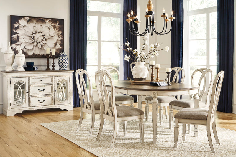 Realyn Chipped White Extendable Round/Oval Ribbon Dining Set - DMV FurnitureDining Room Set