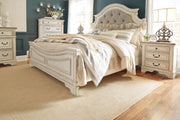 Realyn Chipped White King Upholstered Panel Bed - DMV FurnitureKing Bed